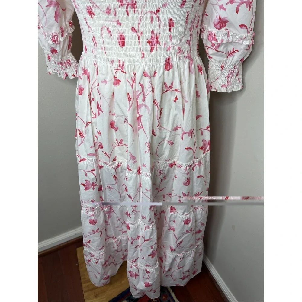 Hill House Nesli Nap Dress in Pink Rose Botanica XS - Picture 8 of 10